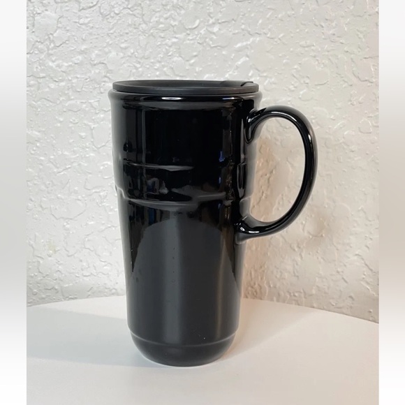 Longaberger Woven Traditions Travel Mug Vitrified Pottery with Lid. - Picture 4 of 7